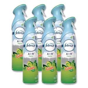 Case of 6 Febreze AIR Air Freshener Aerosol Spray Bottles, Gain Original Scent, 8.8 oz Each, Odor-Fighting Room Spray for Home, Bathroom, Bedroom, Kitchen, and Office