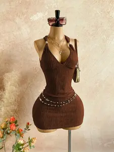 Women's Summer Fashion Twist Texture Mini Dress, Formal Party, Christmas Party Gown, Women's Party Dress, Ladies Party Wear, Womenswear