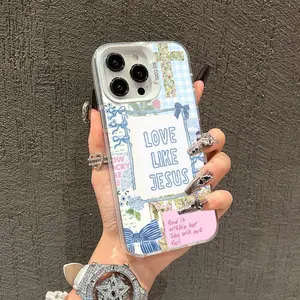 Faith - Floral Phone Case – "Love Like Jesus" Quote with Psalm 46:5, Pastel Cross & Gingham Background or iPhone 17 pro max 16 11 12 13 14 15 pro Max plus Air For Samsung Galaxy S26 S25 S24 S23 S22 FE Ultra EDGE  #YGCYKSJ49