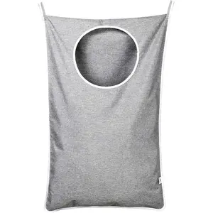 Hanging Laundry Hamper Bag with Free Adjustable Stainless Steel Door 2 PCs Suction Cup Hooks, Best Choice for Holding Dirty Clothes and Saving Space