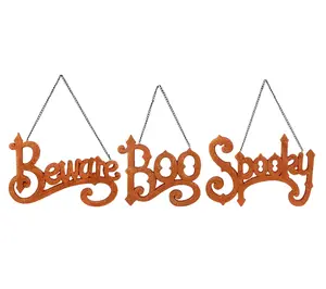 Northlight 3-Pc Boo Spooky and Beware Halloween Signs 5.75"