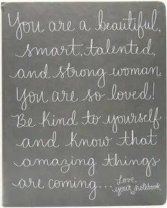 Eccolo Dayna Lee Collection Grey Love, Your Notebook 8x10 Inspiring Hardcover Journal/Notebook, 256 Acid-Free Lined Pages