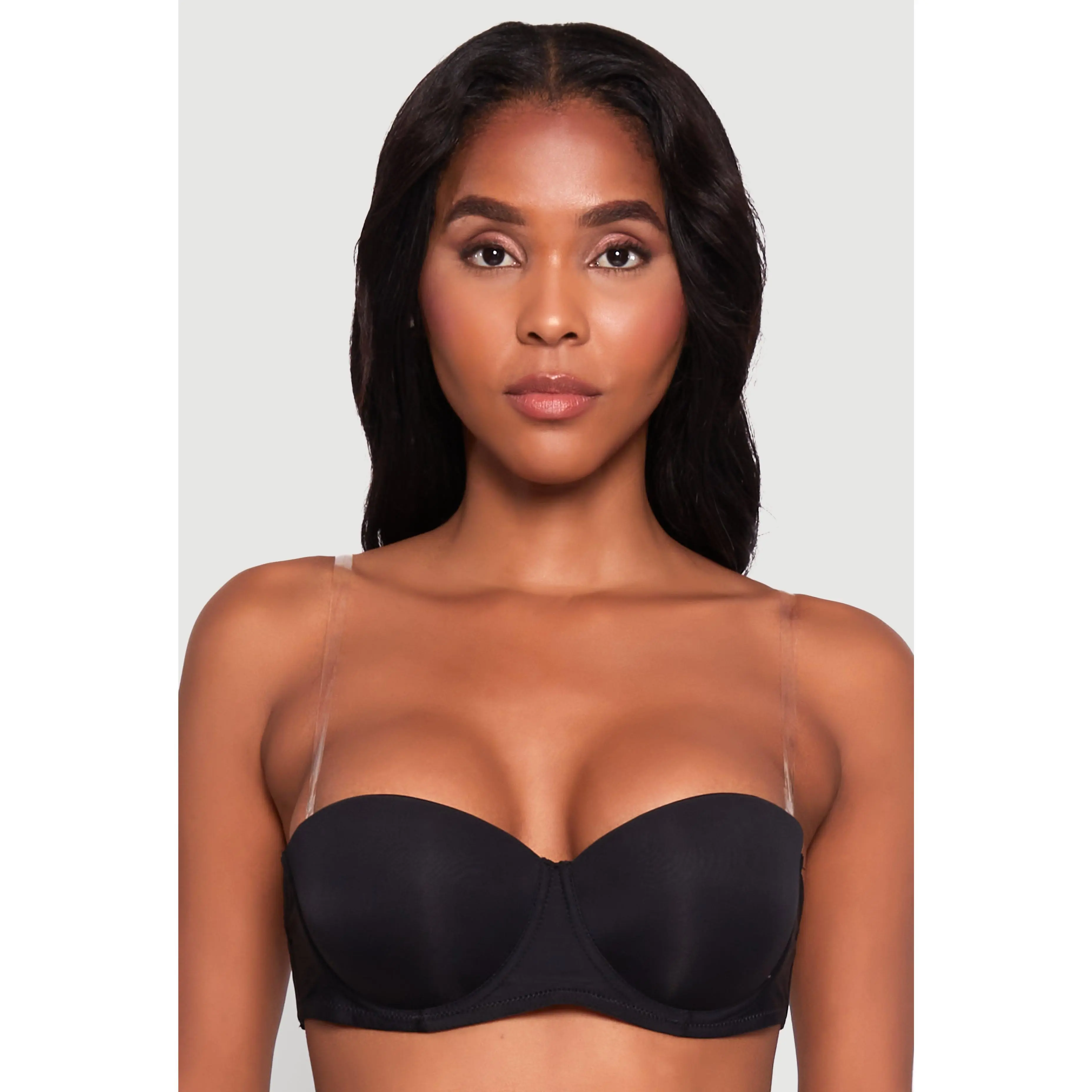 Elegant Padded Push Up Balconette Bra with Clear Back Strap