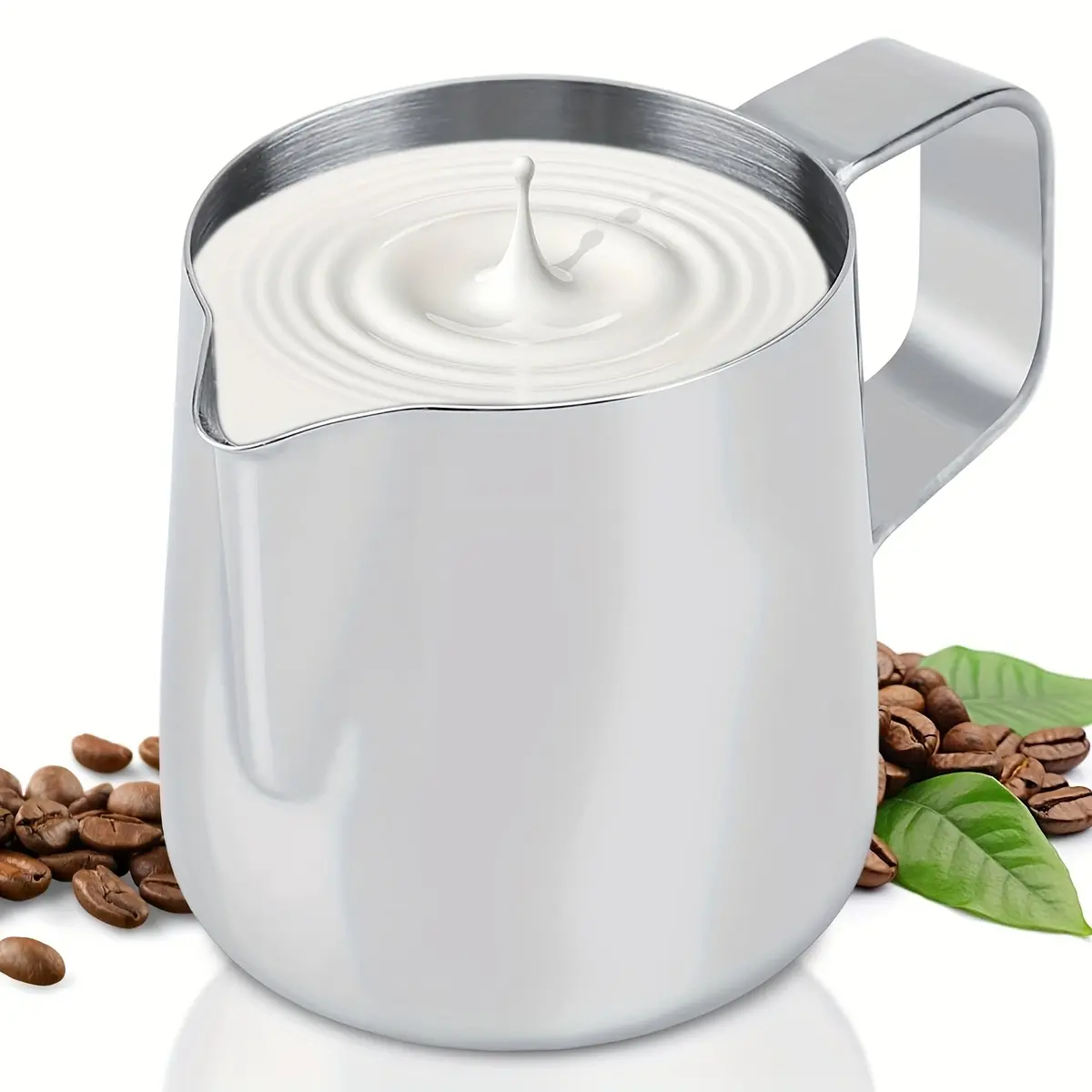 Stainless Steel Milk Frothing Pitcher, Silver Color Espresso Steamer for Cappuccinos & Latte Art, 5oz/150ML Capacity, Coffee Frother, Coffee Equipment, Coffee Accessories