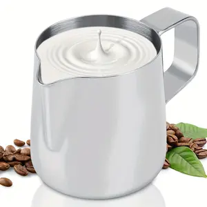 Stainless Steel Milk Frothing Pitcher, Silver Color Espresso Steamer for Cappuccinos & Latte Art, 5oz/150ML Capacity, Coffee Frother