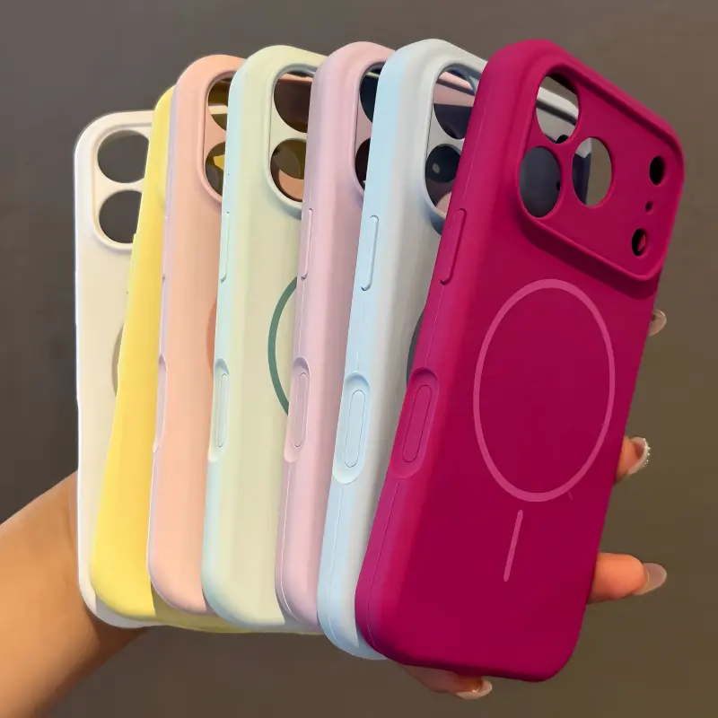 Luxury Liquid Silicone Original Phone Case for iPhone 17 Air 16 15 14 13 17 Pro Max Plus For Magsafe Shockproof Matte Soft Cover
