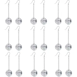 9 Pairs 70s Disco Ball Earrings Mirror Ball Earrings for Women 60s 70s Costume Accessories Halloween Earrings Disco Outfit Accessories Day Jewelry Non-allergenic Nickel-free Lead-free Lightweight Easy to Wear