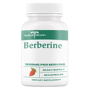 Medical Miracles 1200mg Natural Berberine Capsules - Optimum Healthcare Supplement for Dietary Needs, 30 Day Supply, 60 Capsules. Easy to Swallow