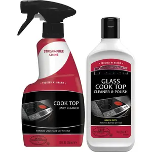 Ceramic and Glass Cooktop - 10 Ounce - Stove Top Daily Cleaner Kit - 12 Ounce - Glass Induction Cooktop Cleaning Bundle for Heavy Duty Mess Cleans Burnt-on