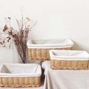 Natural-colored Woven Rattan Desktop Storage Basket