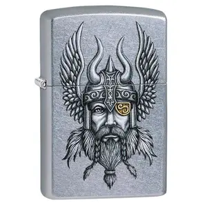 Zippo Manufacturing  2019 One Eyed Viking Street Chrome Color Image Lighter