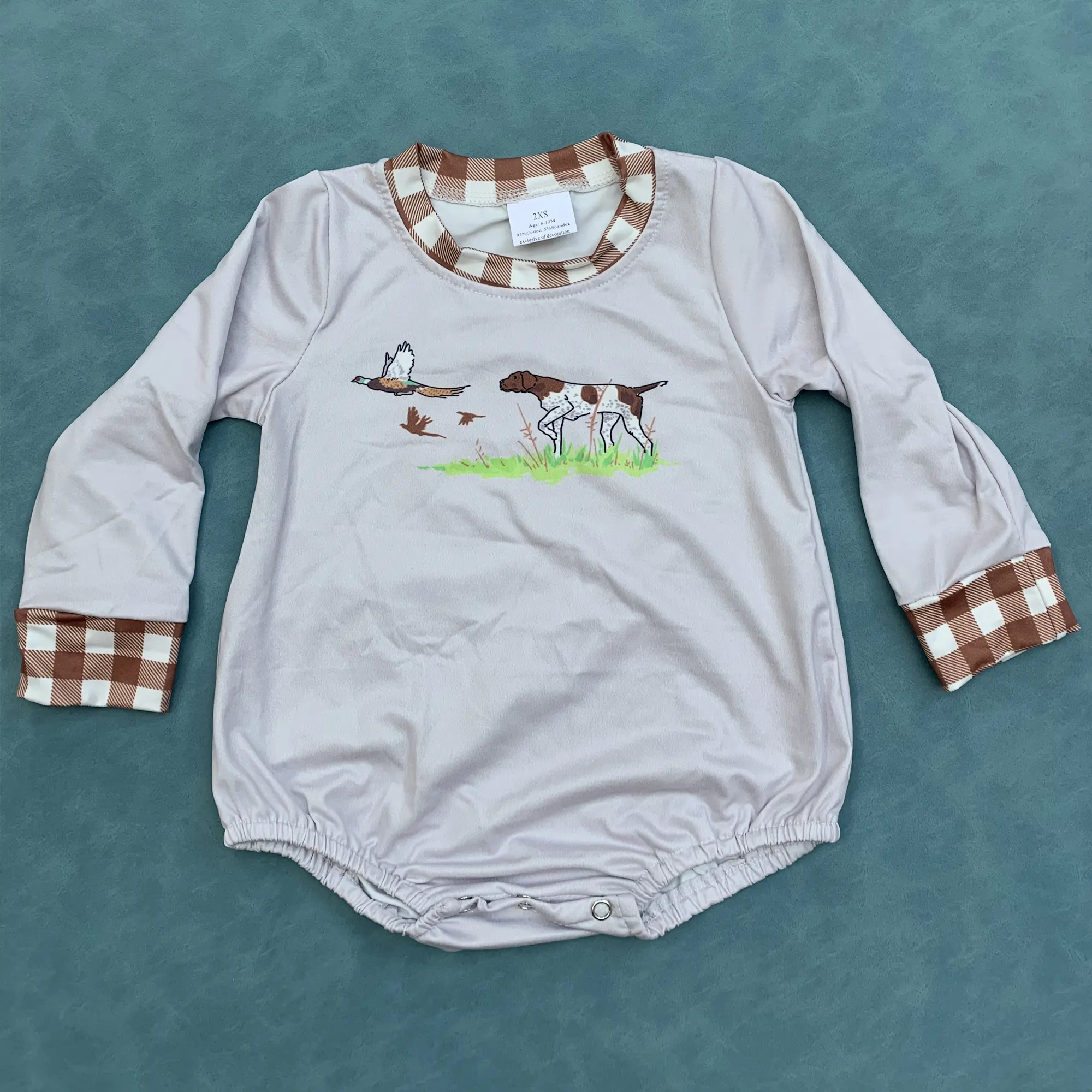 Dog duck baby boy hunting romper Dog duck baby boy hunting romper