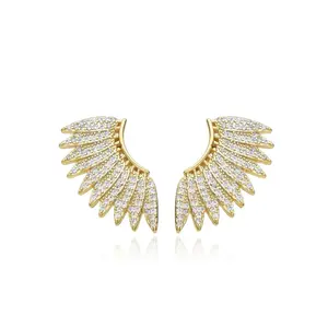Wings Stud Earrings - Gold Design with Sparkling Details Wings Stud Earrings