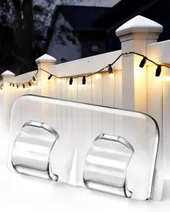 Hetyue Hooks for Outdoor String Lights Clips: 26Pcs Heavy Duty Light Hook with Waterproof Adhesive Strips - outside Clear Cord Holders for Hanging Christmas Lighting - Outdoors Sticky Clip
