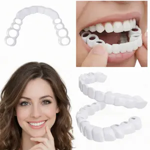 [3 Pack ] Smile Teeth Temporary Dentures, improve your smile, unisex, made of silicone, suitable for both upper and lower jaws, instantly gives the appearance of porcelain teeth, for a flawless smile.