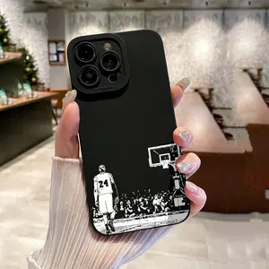 A matte phone case with a basketball court pattern featuring player number 24, suitable for iPhone 17 Air/16 Plus/15 Pro Max/14 Pro/13/12/11/XS Max/X phone case, perfect for holiday gifts for family, friends, lovers, boyfriends, girlfriends MS456