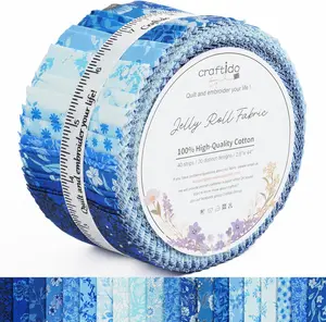 Newbrothread&Craftido 100% Cotton Jelly Roll Fabric 40 Strips 2.5" x 44" Timeless Blue for Quilting Crafting Sewing DIY Home Decor Mothers Day Gift summervibes