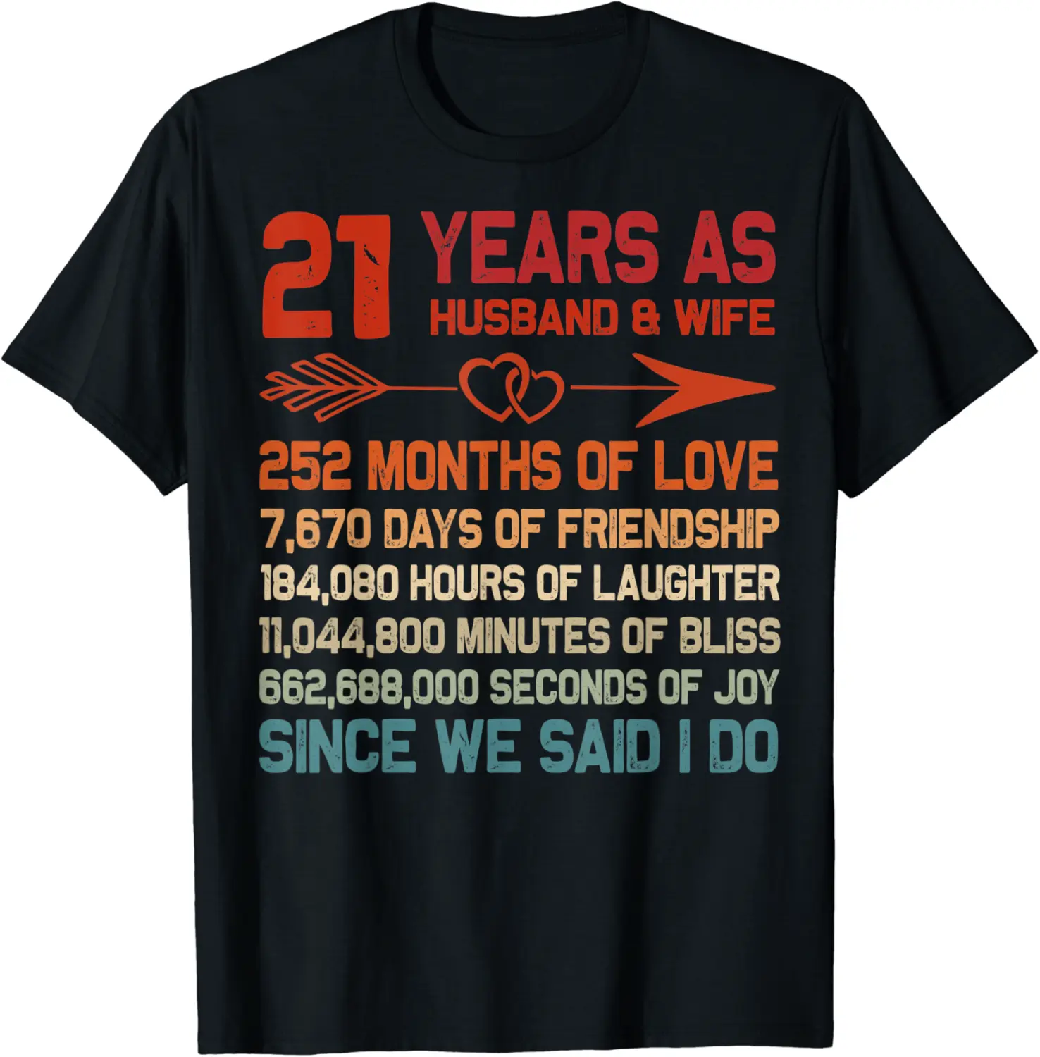 21 Years as Husband & Wife 21st Anniversary Gift for Couple T-Shirt - Mohamedab Shop 74B08JDJW4RV