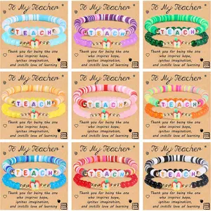 18PCS Teacher Appreciation Gifts for Women, Beaded Teachers Bracelets Stack, Thank You Best Teacher Gifts Bulk