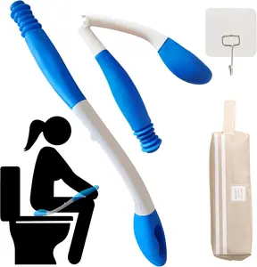 Foldable Bottom Buddy Wiping Aid with Storage Bag & Hook, 15.7" Long Reach Butt Wiper Toilet Aids for Wiping Bottom, Toilet Assistance for Elderly, Disabled, Overweight, Wiping Aids for Toileting