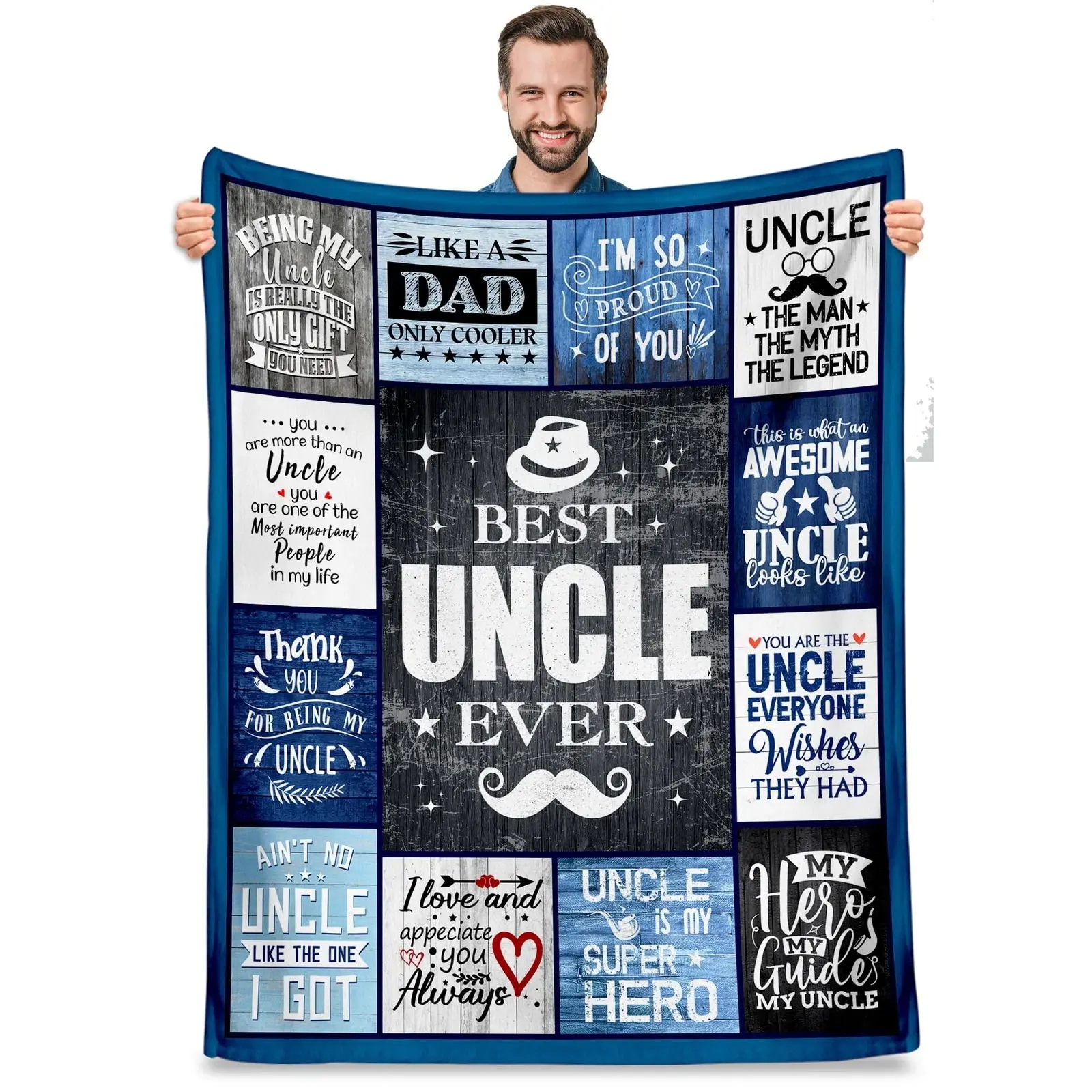 Best Uncle Gift Slogan Print Blanket, Birthday Present for Uncle, Christmas Thanksgiving Halloween Gift, Sofa Camping Blanket, Kids' Beautiful Gift, Gift Blankets
