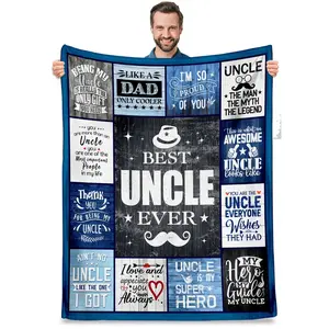 Best Uncle Gift Slogan Print Blanket, Birthday Present for Uncle, Christmas Thanksgiving Halloween Gift, Sofa Camping Blanket, Kids' Beautiful Gift
