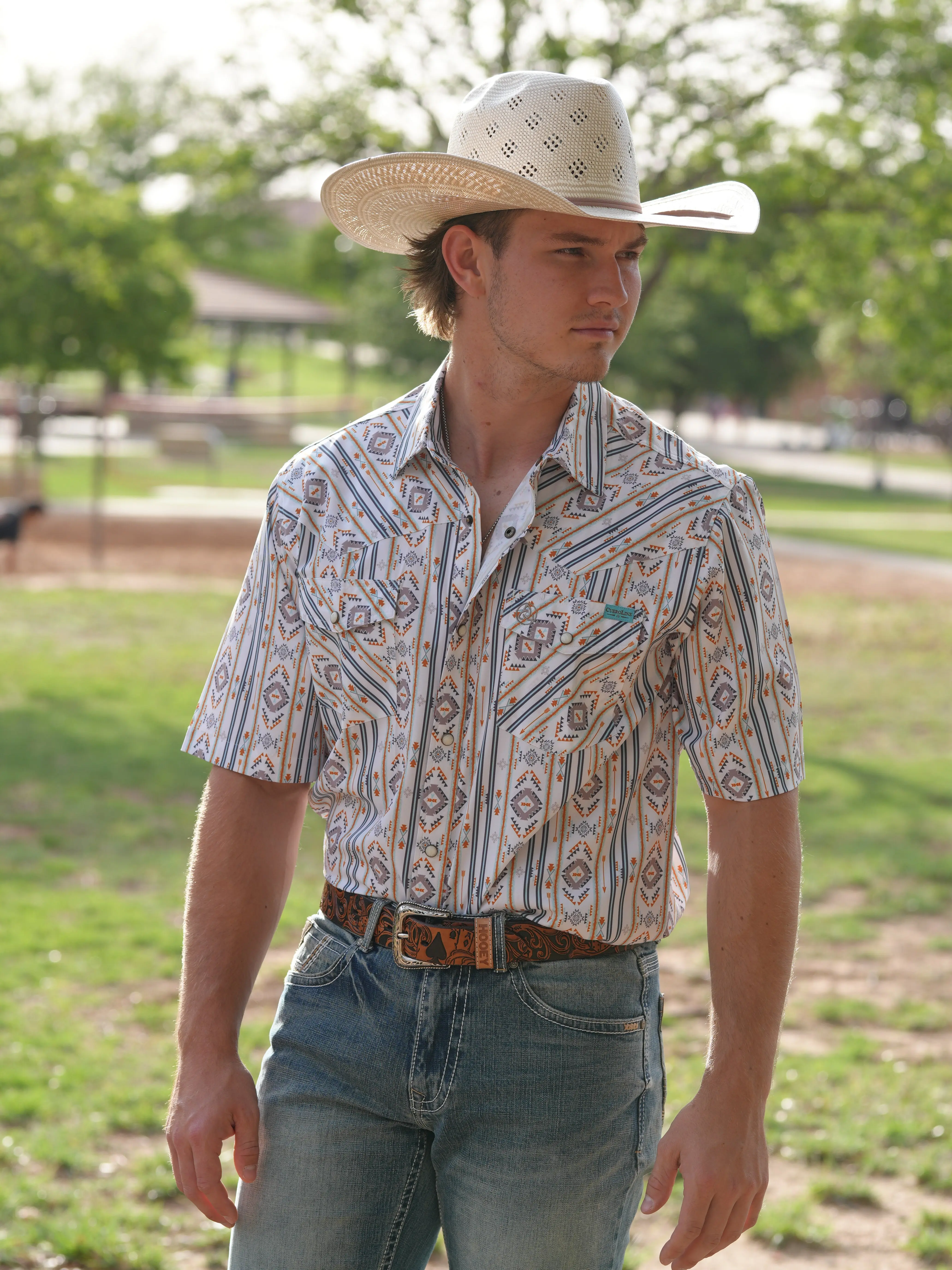 Men's Cowboy Tech Short Sleeve Pearl Snap - SKCL2023137 137