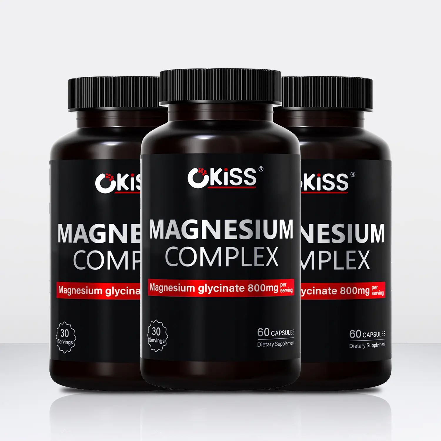Okiss 1800mg Magnesium Glycinate Complex 3-pack, Gentle on Stomach, Ashwagandha, L-theanine, Chamomile, Vitamin B6