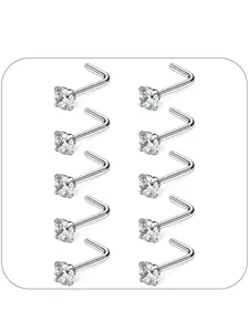 10Pcs Nose Studs for Women & Men, Nose Piercing, Hypoallergenic Surgical Steel Nose Rings, AAA+ CZ Nose Stud 20G, Perfect Gift