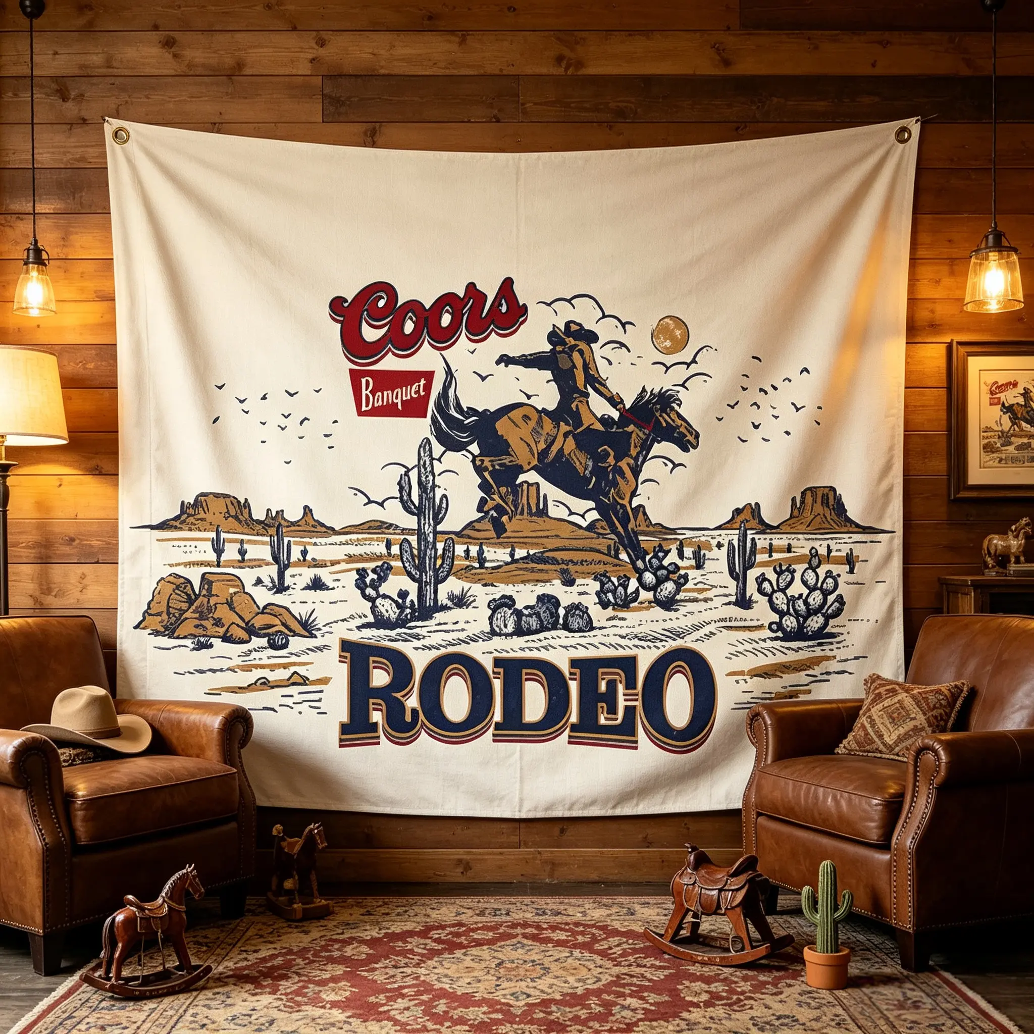 Beer Rodeo Flag - 3x5 ft Synthetic Lightweight Fabric Banner, Living Room Wall Decor Backdrop Tapestry for Rodeo Culture Lovers, Unique Room Decor Hanging Festive Supplies