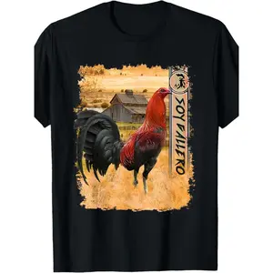 [USA Made Soy Gallero Tee] 100% Cotton Men's Casual Soy Gallero Rooster Graphic T-Shirt |   Vibrant Farm Scene Design, Made in USA, Perfect for Parties, Festivals & Casual Attire
