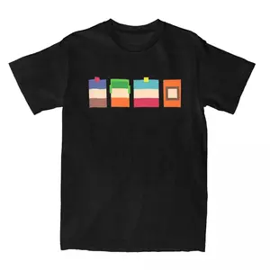 Men Women's Southpark Boys Pixel Art T Shirt Merchandise Cartoon Pure Cotton Tops Unique Short Sleeve Crewneck Tees Gift T-Shirt