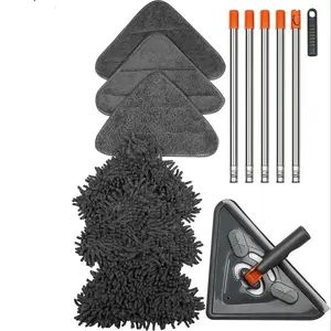 360° Rotatable Wall Cleaning Mop Set, 1 Set Long Handle Floor Mop with 6 Counts Replacement Mop Cloth, Household Cleaning Tool for Home Kitchen Bathroom