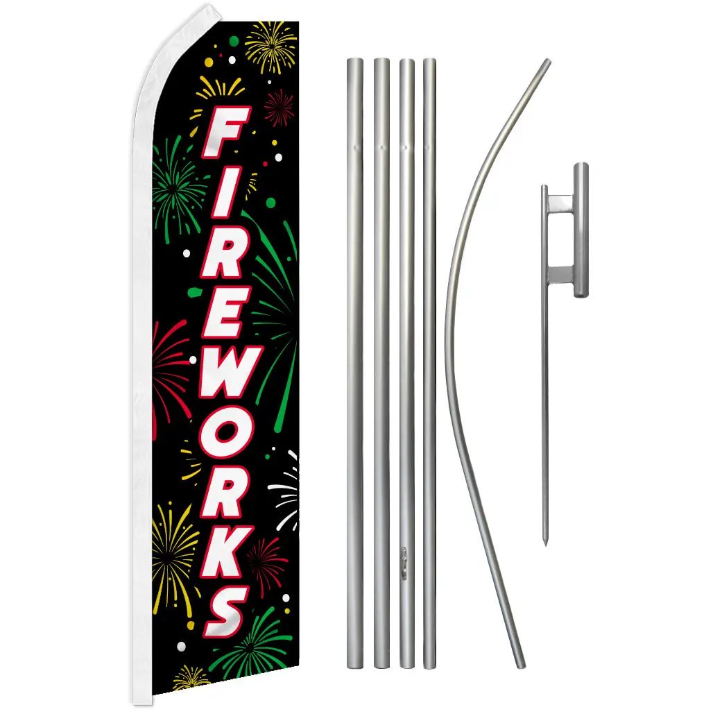 Sturdy Synthetic Black-Themed Banner & Steel-Aluminum Pole Set, 11.5ft×2.5ft Large Outdoor Display Kit for Party Shops & Home Festive Decor Supplies