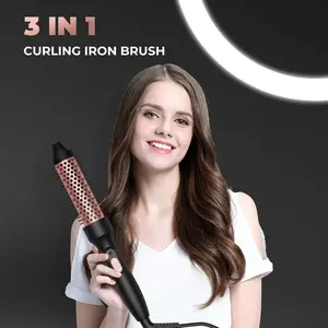 3-In-1 Hair Curler, 32mm Heating Round Brush, Suitable for Home and Travel Use, Perfect for Styling Curls