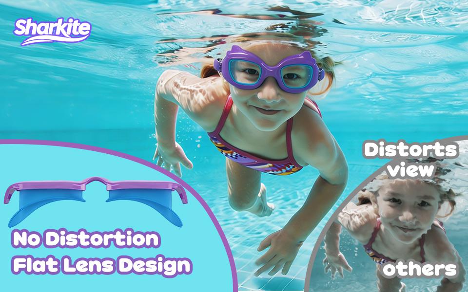 Sharkite 2 Pack Children's  Swimming Goggles 3-15 years old Anti-fog, UV-protective, and comfortable cat shaped goggles suitable for both boys and girls