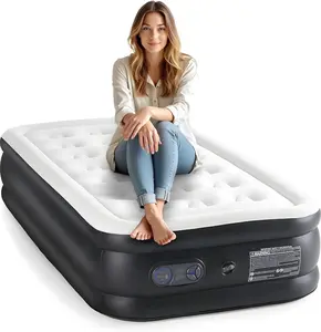 16" Twin Air Mattress with Built-in Pump - Double Height Blow Up Bed for Home & Camping | Non-Slip, 660 lbs Capacity | Fast Inflation & Portable | Guest & Travel Ready