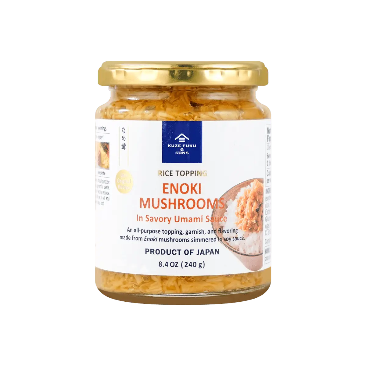 Kuze Fuku & Sons Umami Enoki Mushroom Sauce 240g - Japanese Savory Condiment for Rice, Noodles & Stir-fries