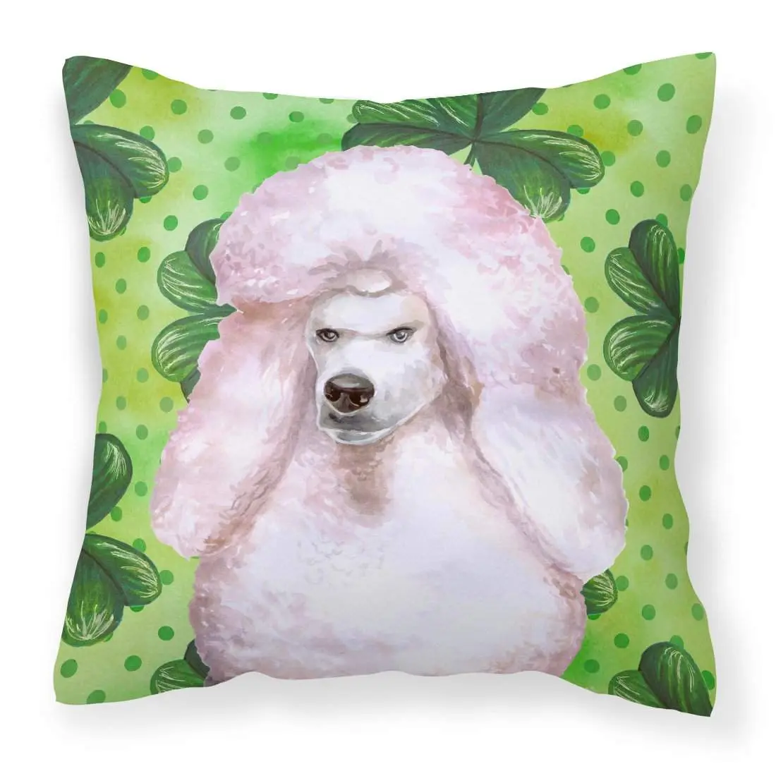 Handcrafted Vibrant St Patrick's Day Print White Standard Poodle Decorative Pillow, Full-Color Textile Cushion BB9891PW1818