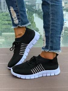 Women's Fashionable Mesh Breathable Running Shoes, Casual Lace Up Front Sports Shoes, Female All-match Round Toe Sneakers for Daily Wear, Casual Running Footwear