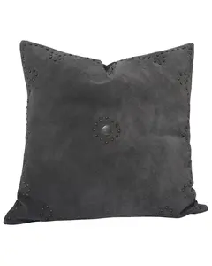 Hiend Accents Unisex Western Suede Antique Silver Concho And Studded Pillow - Pl5030-Os-Gy