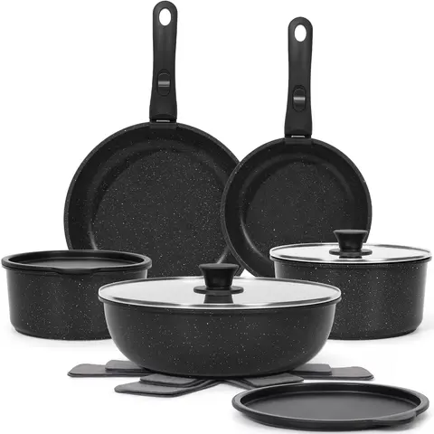 [NEW]15pcs Pots and Pans Set Non Stick, Cookware Sets with Detachable Handle, Nonstick RV Kitchen Cooking Set Removable Handles, Oven Safe,Stackable,Glass,Oil,thanksgiving,blackfriday,christmas,familyfun