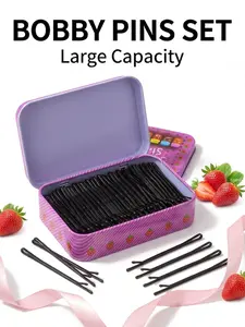 100pcs Girls Strawberry Box Invisible Straight Hair Clips, Perfect for Daily Wear or Styling, Durable & Easy-To-Use Design