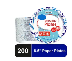 Everyday Disposable Paper Plates 8.5" 200 Count - Includes 200 Plates for Everyday Use