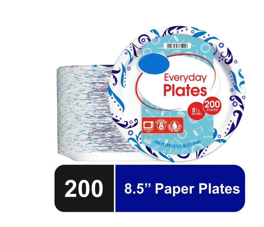 Everyday Disposable Paper Plates 8.5" 200 Count - Includes 200 Plates for Everyday Use Everyday Disposable Paper Plates 8.5" 200 Count - Includes 200 Plates for Everyday Use