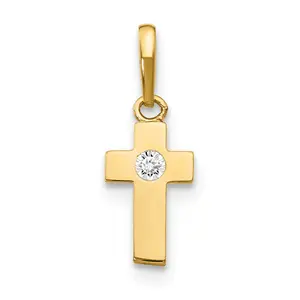 14k CZ Children's Cross Pendant (0.2 grams)