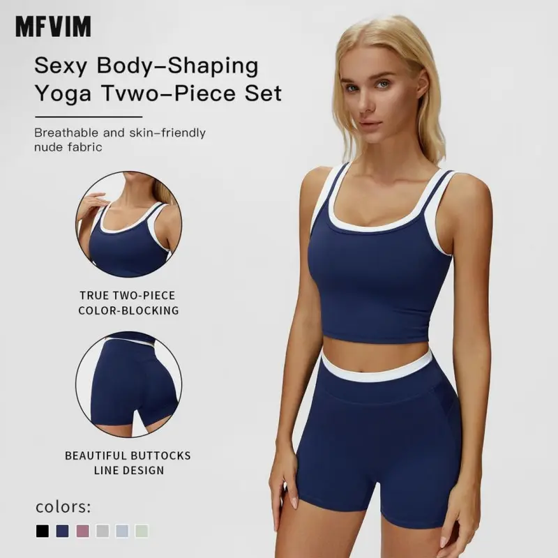 Women’s 2-Pieces Solid Backless Workout Set, Sleeveless Spaghetti Strap Crop Camisole Tank Top & High-Waisted Strap Skinny Shorts, Female Black Easy Outfit, Sportswear for Gym & Travel
