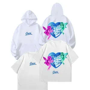 Omar Courtz Por Si Mañana No Estoy T-Shirt – Latin Trap Reggaeton Aesthetic Graphic Set, Angel Wing Heart Back Print Streetwear, Unisex Soft Cotton Tee & Pullover Fan