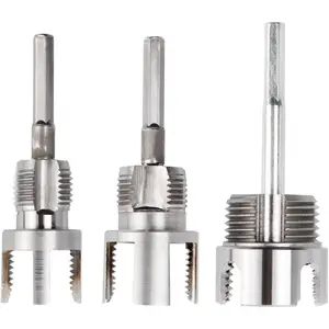 3Pcs PVC Pipe Threader Kit 1/2" 3/4" 1" NPT, Integrated Internal & External Pipe Threading Cutting Tool, Dual-Function Electric Drill Compatible PVC Pipe Threader Kit