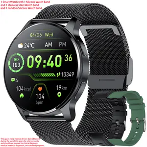 1.32-inch men's and women's smartwatches (answer/make calls), Android iPhone smartwatch fitness tracker, sleep monitoring, step count calories, multi-functional smartwatch, multi sport mode, smartwatch with 1 steel strap and 2 random silicone straps
